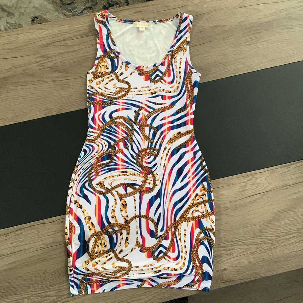 Nicki Minaj Blue Brown Sleeveless Sheath Mini Dress